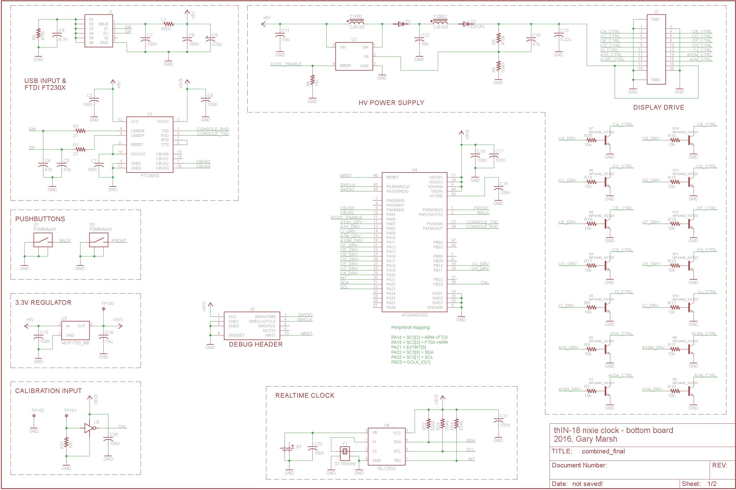 Nixie Tube Clock Schematic